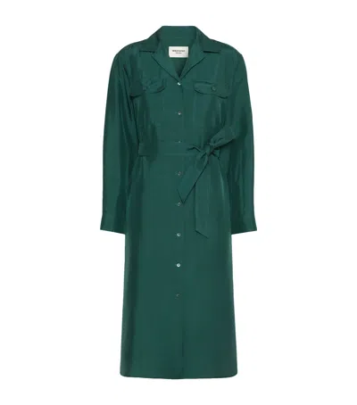 Weekend Max Mara Silk Shirt Midi Dress In Green