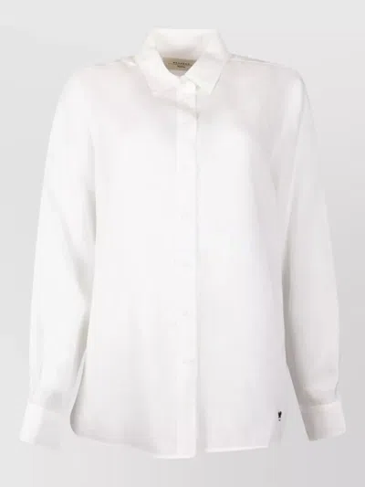 Weekend Max Mara Long Sleeve Collared Silk Blend Shirt In White