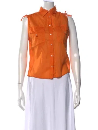 Pre-owned Weekend Max Mara Silk Sleeveless Button-up Top In Orange