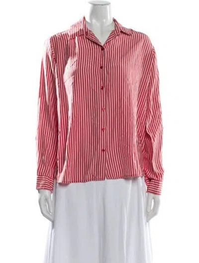 Pre-owned Weekend Max Mara Silk Striped Button-up Top In Pink
