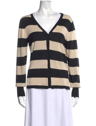 Pre-owned Weekend Max Mara Silk Striped Sweater In Black