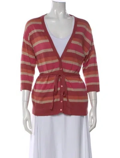 Pre-owned Weekend Max Mara Silk Striped Sweater In Pink