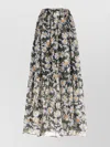 Weekend Max Mara Silk Tiered Skirt Floral Pattern In Black