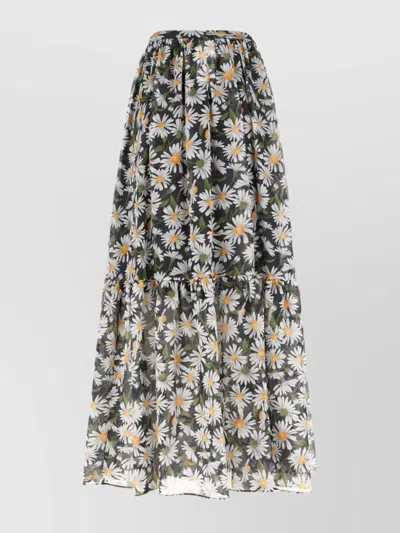 WEEKEND MAX MARA SILK TIERED SKIRT FLORAL PATTERN