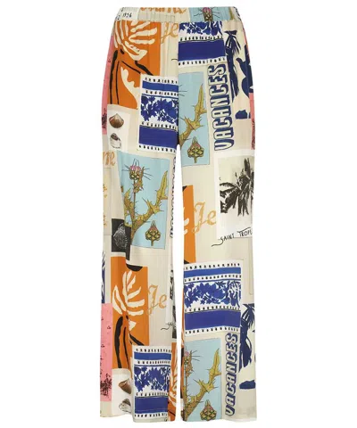Weekend Max Mara Silk Trousers In Multi