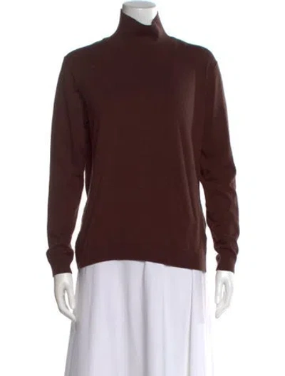 Pre-owned Weekend Max Mara Silk Turtleneck Sweater In Brown