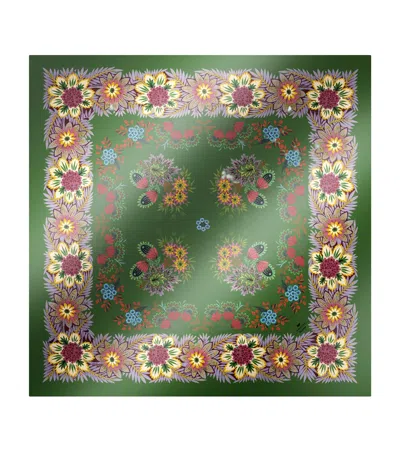 Weekend Max Mara Silk Twill Floral Scarf In Green