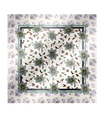 Weekend Max Mara Silk Twill Floral Scarf In White