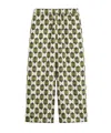 Weekend Max Mara Silk Graphic Print Wide-leg Trousers In Gray