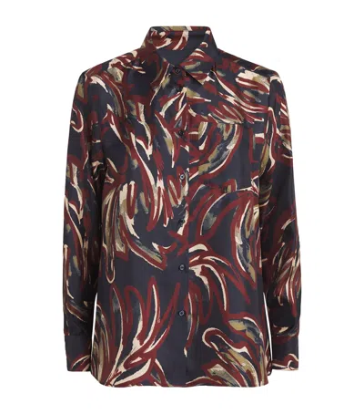 WEEKEND MAX MARA SILK TWILL ULTRAMARINE PRINT SHIRT