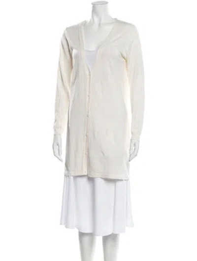 Pre-owned Weekend Max Mara Silk V-neck Sweater In Neutral
