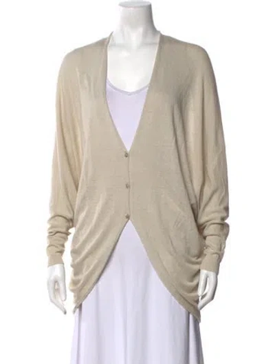Pre-owned Weekend Max Mara Silk V-neck Sweater In Neutrals
