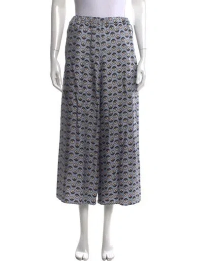 Pre-owned Weekend Max Mara Silk Wide Leg Pants In Blue