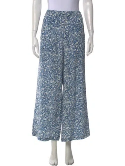 Pre-owned Weekend Max Mara Silk Wide Leg Pants W/ Tags In Blue