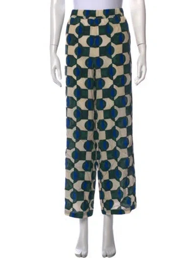 Pre-owned Weekend Max Mara Silk Wide Leg Pants W/ Tags In Green