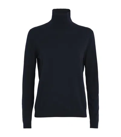 Weekend Max Mara Silk-wool Rollneck Sweater In Blue