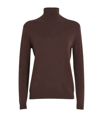 Weekend Max Mara Silk-wool Rollneck Sweater In Brown