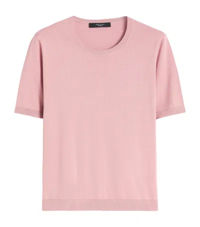 Weekend Max Mara Silk-cotton Knitted Top In Pink