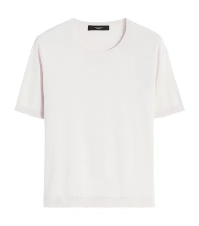 Weekend Max Mara Silk-cotton Knitted Top In White