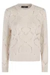 Weekend Max Mara Virgin Wool-blend Open-knit Sweater In Ecru