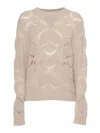 Weekend Max Mara Virgin Wool-blend Open-knit Sweater In White