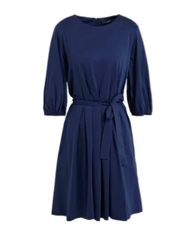 Weekend Max Mara Simple Pleated Dress In Blue