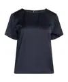 Weekend Max Mara Simple Solid Satin T-shirt In Blue