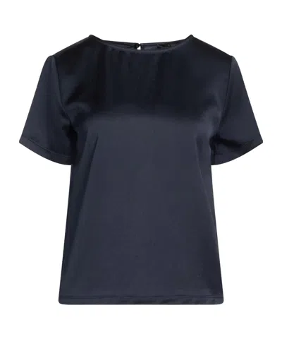 Weekend Max Mara Simple Solid Satin T-shirt In Blue