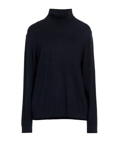 Weekend Max Mara Simple Solid-color Turtleneck Knitwear In Blue