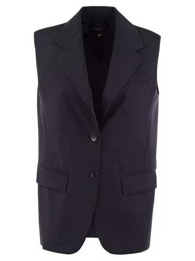 Weekend Max Mara Woman - Stretch Wool Canvas Waistcoat In Blue