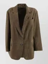 Weekend Max Mara Single-breasted Blazer In Soft Suede In Green