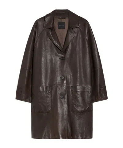 Weekend Max Mara Single-breasted Long-sleeved Coat In Black
