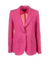 Weekend Max Mara Fuchsia Single-breasted Linen Blazer In Bouganville