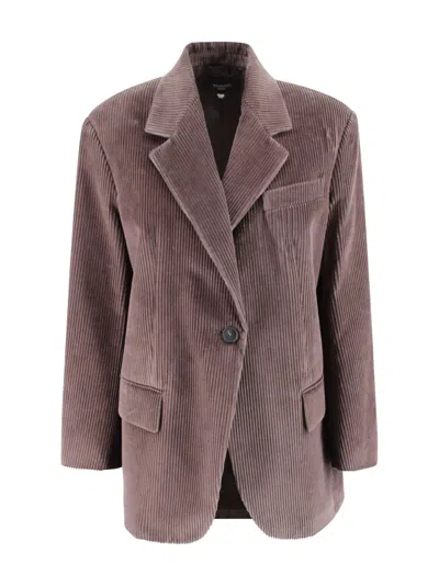 Weekend Max Mara Oversized Velvet Blazer Featuring Chest Pocket In Pink