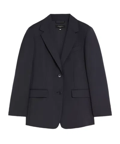 Weekend Max Mara Single-breasted Wool Blazer In Black