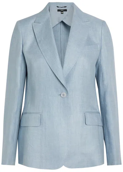 Weekend Max Mara Single-breasted Linen Blazer In Blue