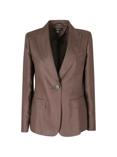 Weekend Max Mara Single-breasted Linen Blazer In Brown