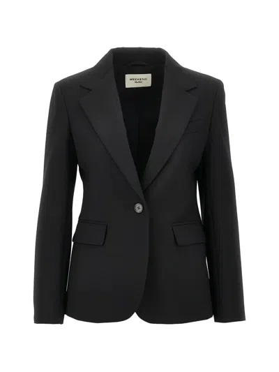 Weekend Max Mara Single-breasted Virgin Wool Blazer In Black