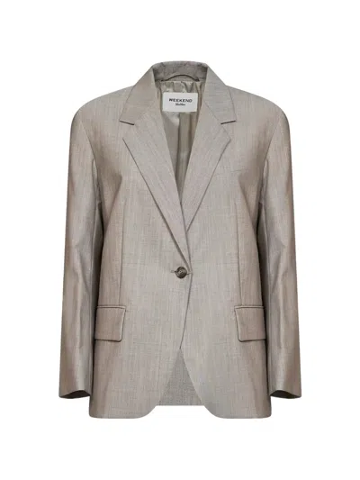 Weekend Max Mara Single-breasted Virgin Wool Blazer In Neutral