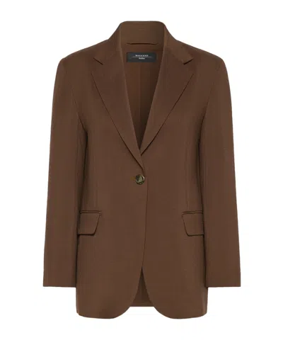 Weekend Max Mara Single-breasted Woollen Cloth Blazer In Brown