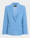 Weekend Max Mara Single-button Stretch Wool Jacket In Blue