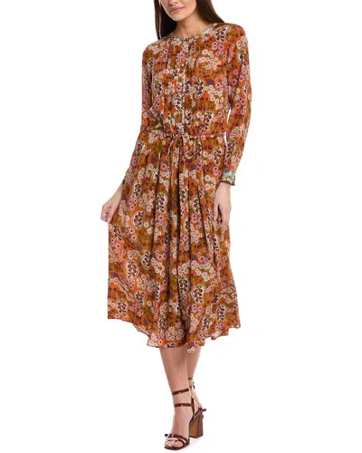 Weekend Max Mara Siro Silk Shirtdress In Orange
