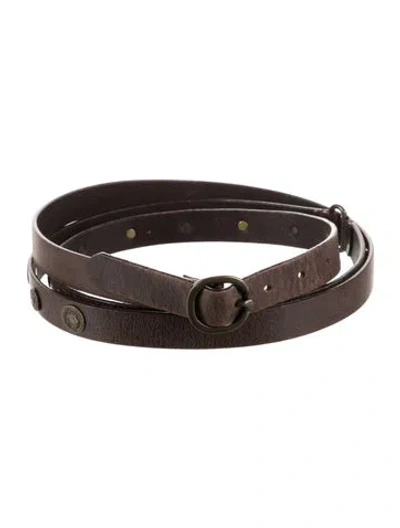 Pre-owned Weekend Max Mara Skinny Leather Belt In Brown