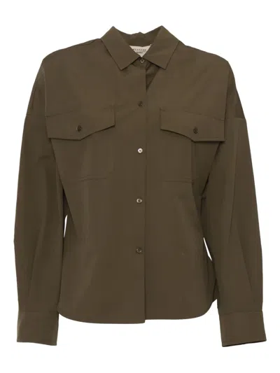 Weekend Max Mara Skipper Flap-pocket Cotton Shirt In Brown