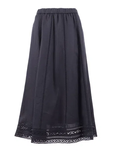 Weekend Max Mara Embroidery Skirt In Blue