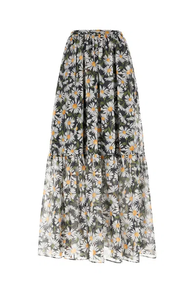 Weekend Max Mara Silk Tiered Skirt Floral Pattern In Multi