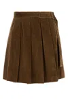 Weekend Max Mara Corduroy Zucca Mini Skirt With Belted Waist In Brown