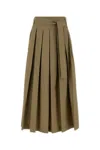 Weekend Max Mara Omens Desert Agiate Pleated Cotton-poplin Midi Skirt In Brown