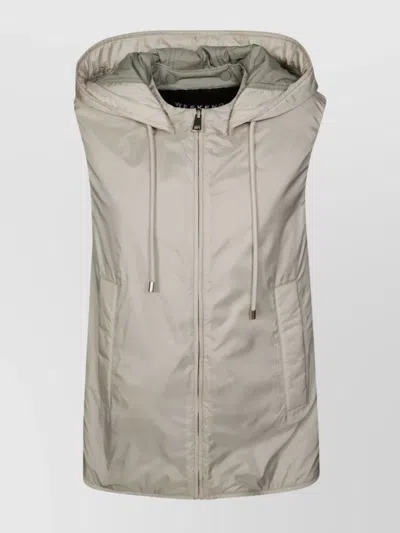 Weekend Max Mara Sleeveless Hooded Top Drawstring Detail In Gray