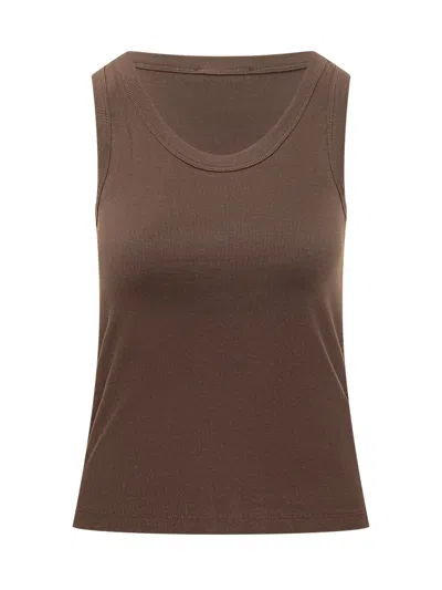 Weekend Max Mara Sleeveless Jacquard Motif Top In Brown